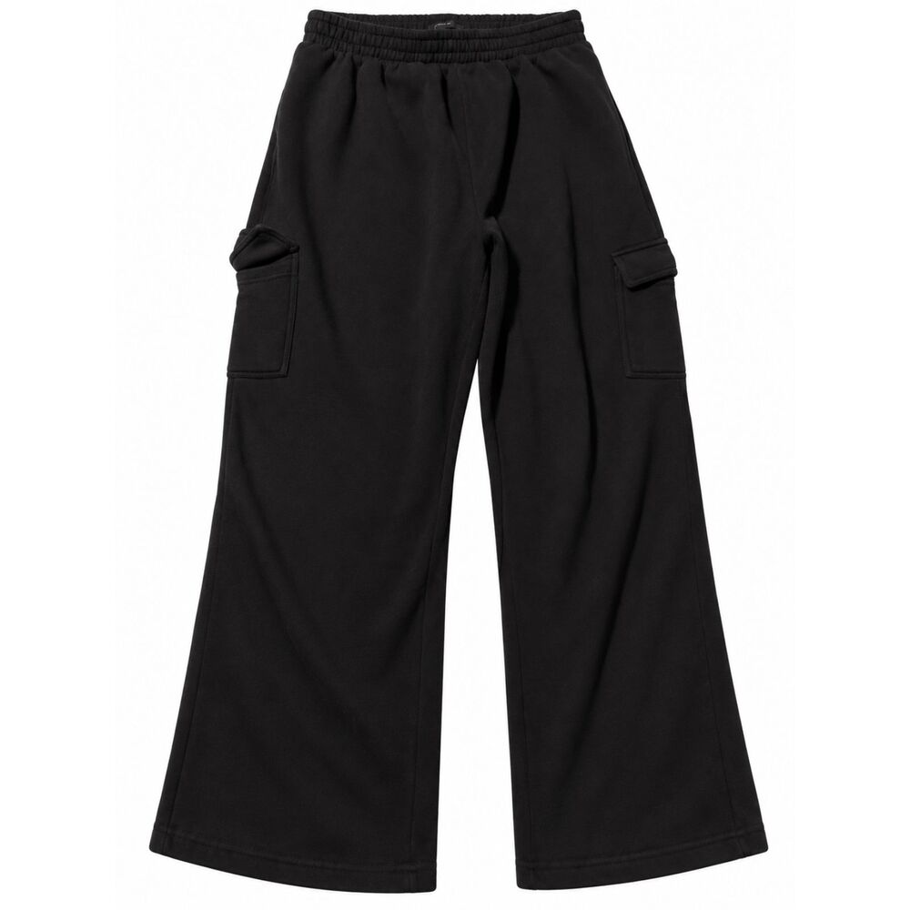 Forever 21+ Black Wide Leg Cargo Sweatpants Size 2XL